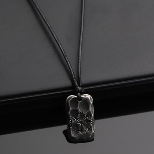 Ankiyabe Stainless Steel Norse Viking Rune Pendant with Adjustable Braided Rope Good Luck/Love/Strenght/Health Viking Symbol Necklace for Men Women - color: VEGVISIR