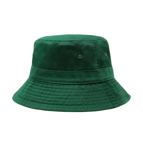 Hot Summer Bucket Hat - Trendy Cotton Sun Hat for Beach, Golf, Fishing - Fun Outdoor Vacation Boonie for Men and Women - color: Hunter Green