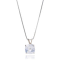 MAX + STONE Cushion Cut Gemstone Necklace | 8mm Solitaire Birthstone Necklace for Women | Gemstone Pendant Necklaces with 18 inch Box Chain - color: Created White Sapphire