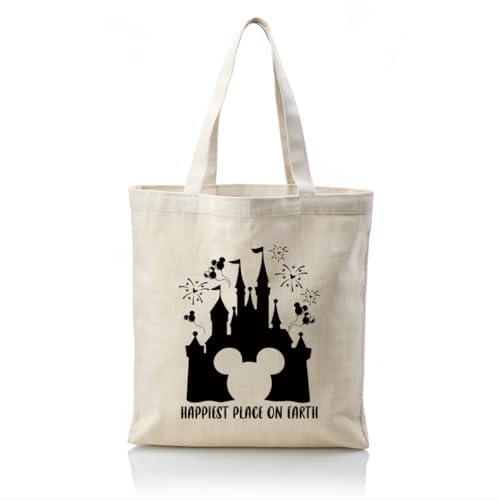 Canvas Tote Bag Aesthetic for Women,Reusable Canvas Cute Shoulder Bag for Grocery, Shopping, Beach & Daily Use - color: Castle