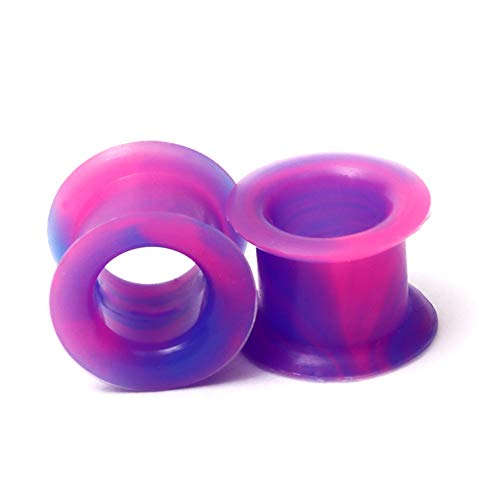WBRWP 20/28pcs Ear Stretching kit Set: Hollow Hard/Soft Silicone Plugs and Tunnels Ear Expander Gauges Stretcher Body Piercing Jewelry - style: 28pcs Thick/Mixed Blue&Pink