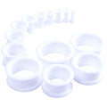 WBRWP 20/28pcs Ear Stretching kit Set: Hollow Hard/Soft Silicone Plugs and Tunnels Ear Expander Gauges Stretcher Body Piercing Jewelry - style: 28pcs Thick/White