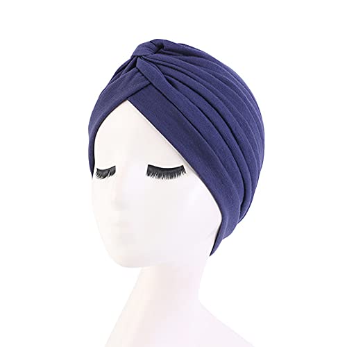 beauty YFJH Women's Cotton Turban Head Wrap Cancer Chemo Beanies Cap Headwear Cap Bonnet Hair Loss Hat - color: Navy