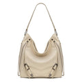 Wrangler Large Hobo Purses and Handbags for Women with Buckle and Fringe Zipper Faux Suede Shoulder Bag - color: Beige