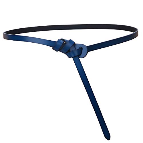 shengweiao Women's Adjustable Leather Belts Fashion Skinny Waist Strap - color: Blue, size: Small