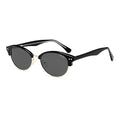 SOJOS Trendy Oval Polarized Sunglasses for Women Retro Cute Shades Sunnies SJ2687 - color: Black Frame Grey Lens