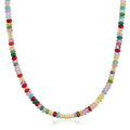 Boho Beaded Necklace for Women, Colorful Natural Stone Choker Necklace, Summer Beach Bead Necklaces Handmade Jewelry Birthday Gifts - color: 4MM