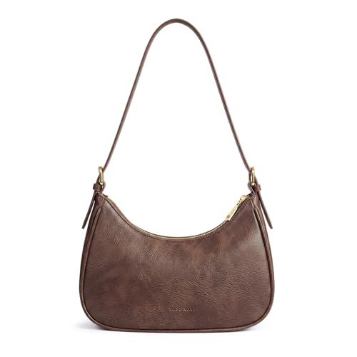 Missnine Purses for Women, Shoulder Bag Small Handbags Vegan Leather Underarm Bags Trendy Hobo Cute Clutch Purse - color: 1-dark Brown【adjustable Strap】