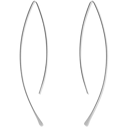 Upside Down Hoop Earrings - Hypoallergenic Lightweight Wire Needle Drop Dangle Threader Hoops for Women, Safe for Sensitive Ears - Plated in 925 Sterling Silver or 18k Gold - color: 3.25" inch - 925 Sterling Silver Plated