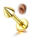 COCHARM 14k Solid Gold 16g Labret Studs Real Yellow Gold Medusa Monroe Madonna Stud Lip Piercing Helix Cartilage Conch Earring Stud - color: Yellow Point-8mm