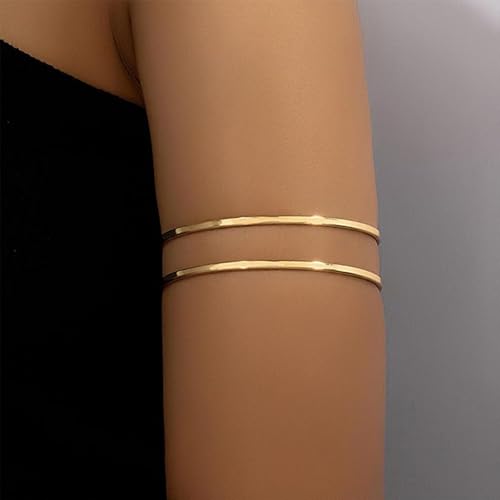 Arm Cuff Gold Arm Bracelet Handmade Upper Jewelry for Women Adjustable Bangle Armband Open Wrist Bracelets Greek Goddess Costume Halloween Costume - color: F:cuffgold-2pcs