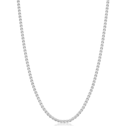 Fiusem Wheat Chains for Men and Women, 2/2.5/3/4/5mm Silver Tone/14K Gold Plated/Black Necklace Chain, Stainless Steel Mens Necklace 16-28 Inch - size: 20 Inches, style: Silver 2MM