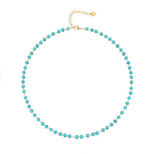 CANEVINKA Bohemian Beaded Choker Necklace 18K Gold Plated Bead Pendant Necklace Vintage Handmade Jewelry for Women - style: Green Beaded Necklace