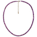 Simple Choker Necklace for Women Real Stone and Crystals Necklaces 4mm Beaded Choker Jewelry Meditation Gift for Women (16"+2") - style: Amethyst