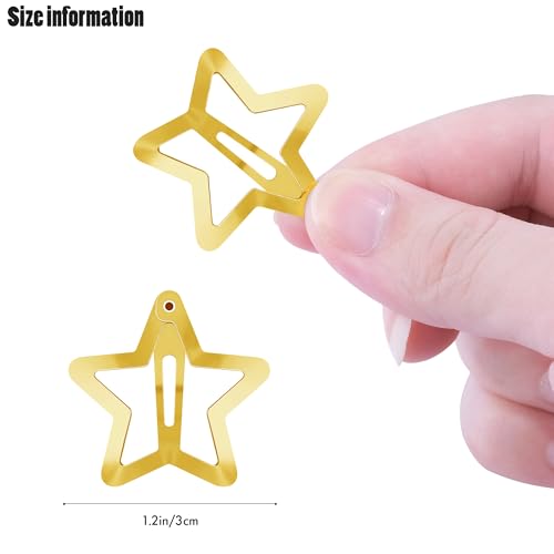 Star Hair Clips 2000s Y2K Snap Hair Barrettes Non Slip Star Hair Accessories Gold Silver Metal Hair Clips for Girls Women -30 PCS 1.18" - color: 30 P -1.18"-gold,silver