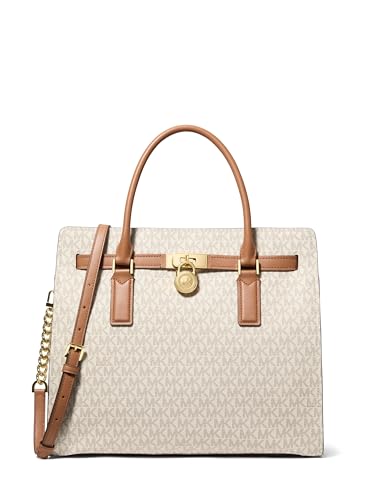 Michael Kors Women's Hamilton Satchel - color: Gold-tone Hardware/Mk Signature Coated Twill/Vanilla/Acorn