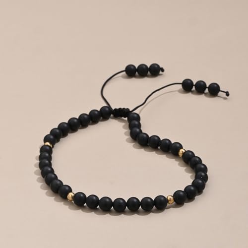 Softones 6mm Natural Stone Anklet for Women Gemstone Ankle Bracelets for Women Healing Energy Crystal Anklets Adjustable(8.5-10 Inches) - color: Matte agate