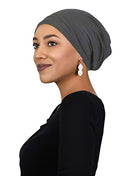 Hats Scarves & More Bamboo Slouchy Beanie for Women Chemo Headwear Moisture Wicking Cancer Turban Head Wrap Snood - color: Dark Grey
