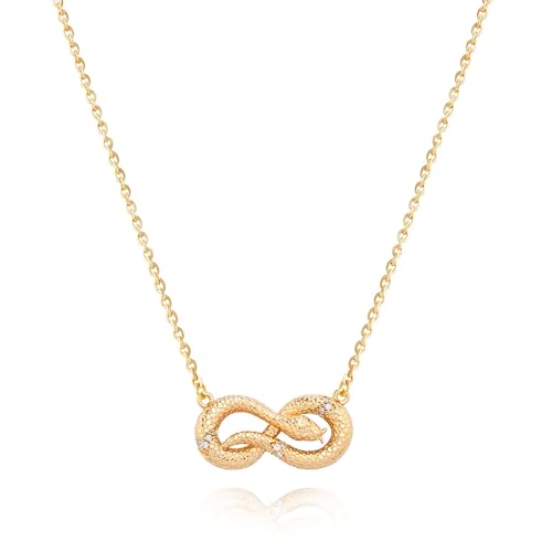 Fettero Animal Necklaces for Women 14K Gold Plated Charm Snake Necklace Elephant Bird Cat Butterfly Pendant Cute Dainty Necklace Jewelry - style: Snake Infinity