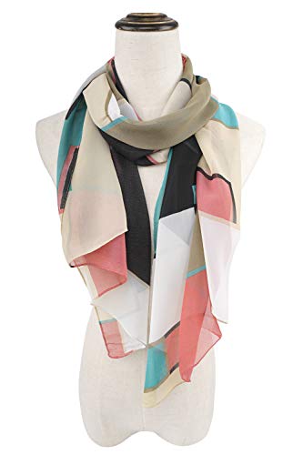 YOUR SMILE Ladies/Women's Lightweight Floral Print/Solid Color mixture Shawl Scarf For Spring Summer season - color: Check/Pink Teal