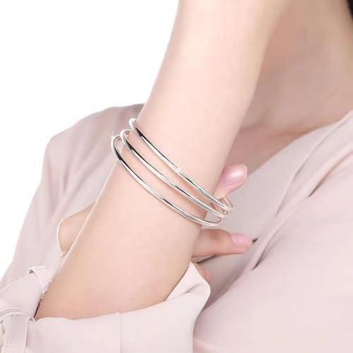 Sterling Silver Bangle Bracelets for Women,Fashion Jewelry Simple Adjustable 925 Silver Cuff Bangles for Women Mom Wife Valentine Mothers Day Gift - color: style-7
