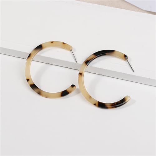 Boho Acrylic Hoop Earrings Bohemian Statement Colorful Acetate Lucite Tortoise Shell Resin Geometric Big Lightweight C Open Hoops Earrings for Women Prom Party Holiday Fashion Jewerly Gifts - color: Light leopard color