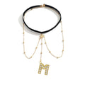 Letter Initial Leg Chain Thigh Jewelry for Women Summer Beach Bead Leg Chain Name Elegant Elastic Body Chain Jewelry - color: M