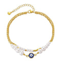 Yumikoo 18k Gold Plated Anklet Ankle Bracelets for Women - style: Evil Eye Pearl