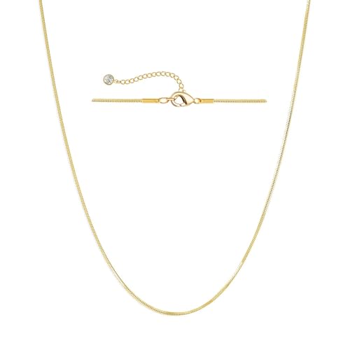 NECOCY 14K Gold Plated Necklaces for Women, Dainty Gold Herringbone Choker Necklace Thin Layered Snake Chain Jewelry for Gifts - color: 1.5MM 14"-GD Herringbone Necklace