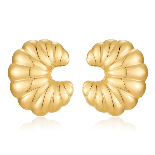 Irregular Gold Stud Earrings for Women Hammered Silver Stud Earrings Statement Geometric Earrings Vintage Gold Earrings - color: Spiral shell earrings