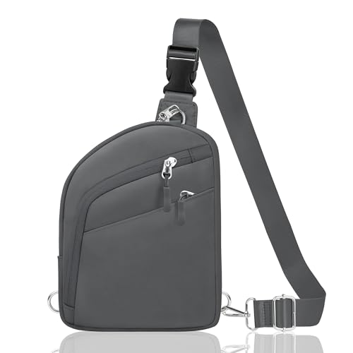 TOPEAST Anti Theft Crossbody Bags for Women Men, Small Sling Crossbody Bag Travel Purse Shoulder Wallet with RFID Blocking - color: 3-dark Grey