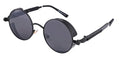 FEISEDY Retro Gothic Steampunk Sunglasses Round Metal Frame Punk Circle Inspired Shade Men B1857 - color: Black/Grey