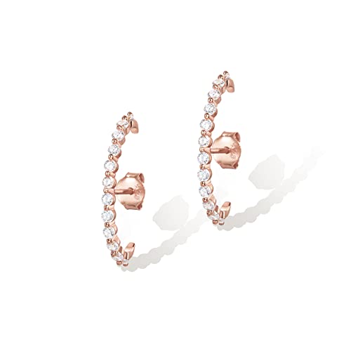 PAVOI 14K Gold Plated 925 Sterling Silver Post Minimalist Suspender Ear Cuff Earrings for Women | Wrap Earlobe Studs - style: Round CZ