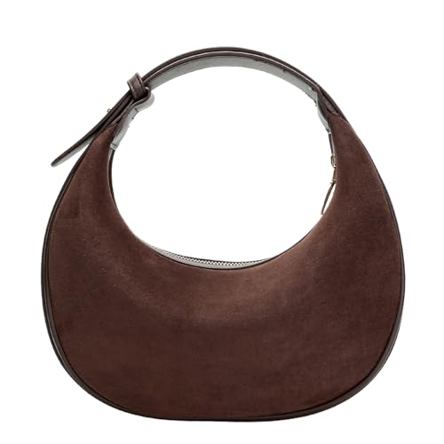 Herald Suede Crossbody Bag for Women, Vintage Hobo Handbag Crescent Shoulder Purses with Adjustable Strap Winter Fall - color: Suede Coffee