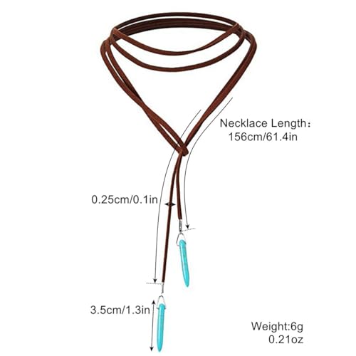 ONLYJUMP Boho Turquoise Leather Choker Necklace for Women Bohemian Handmade Leaf Layered Black Brown Suede Western Cowlady Necklace Western Country Party Jewelry Gifts - style: Brown