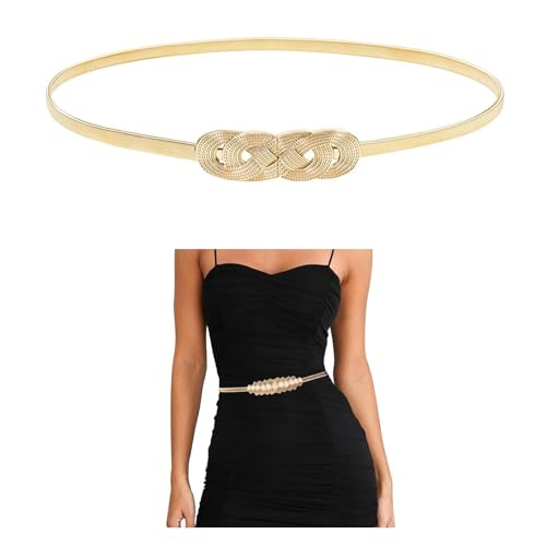 E-Clover Womens Fashion Metal Stretch Waist Skinny Belt Waistband - color: Style-019