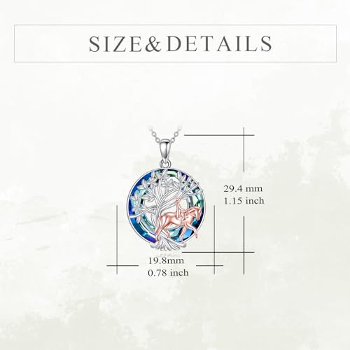 YFN Tree of Life Necklace Sterling Silver Crystal Jewelry Graduation Birthday Gifts for Women - color: Equitation