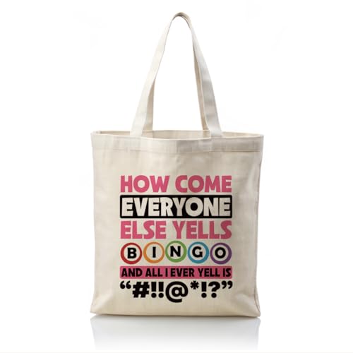 Canvas Tote Bag Aesthetic for Women,Reusable Canvas Cute Shoulder Bag for Grocery, Shopping, Beach & Daily Use - color: Bingo Player