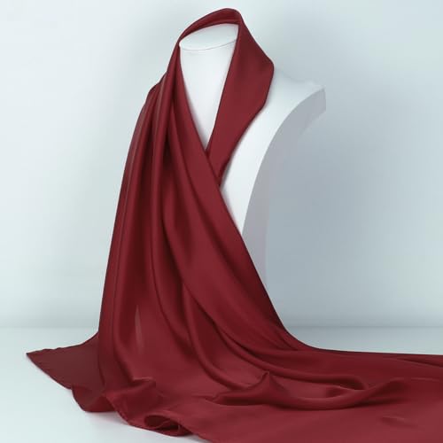 RIIQIICHY 35 Inch Head Scarf for Women Hair Scarf Like Silk Scarf Square Scarf Bandanas for Women - color: Dark Red