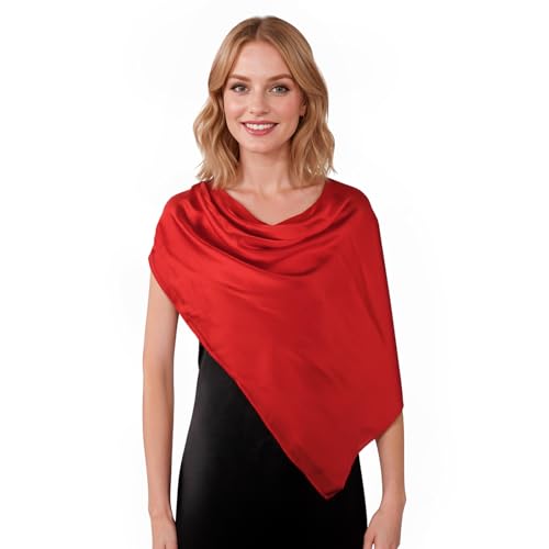 RIIQIICHY 35 Inch Head Scarf for Women Hair Scarf Like Silk Scarf Square Scarf Bandanas for Women - color: Red