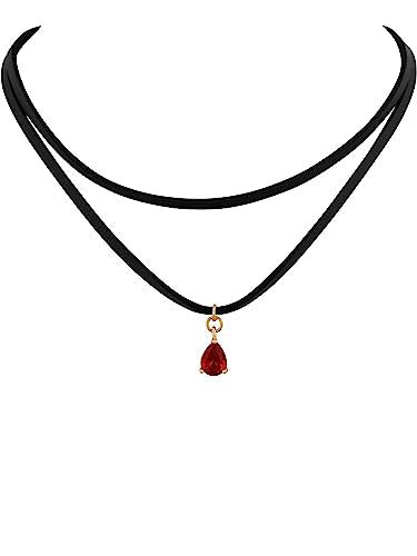 Sacina Layered Black Choker Necklace, Glass Teardrop Chocker, Black Necklace, Gothic Goth Boho Choker, Christmas Jewelry Gift For Women - color: 7