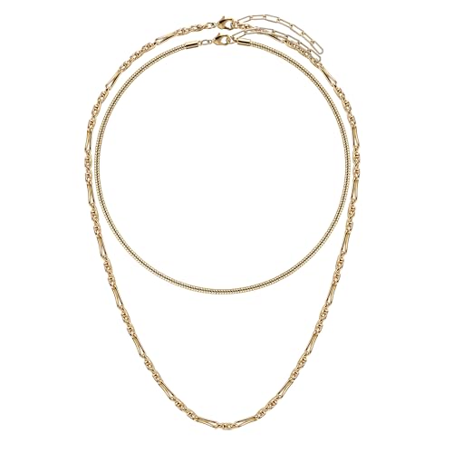 6PCS Layered Gold Necklaces for Women Trendy, 18K Gold Plated Cross Pendant Necklace Set, Vintage Chunky Gold Necklace Stack for Women Jewelry Gifts - style: 2PCS Layered Necklace