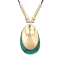 GelConnie Leather Necklace for Women Large Pendant Long Brown Necklace Circle Leather Choker Vintage Sweater Necklace Gold Chunky Boho Necklaces for Women - style: Gold Beads Blue Necklace