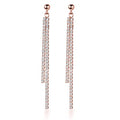 SLUYNZ 925 Sterling Silver Simulated Diamond Drop Earrings Linear Dangle Earrings for Women Teens Eelgant Wedding Bridal Prom Earrings Dainty CZ Long Dangling Earrings Tassel 4.5 cm/7.5 cm - color: C-Rose Color-6.3cm