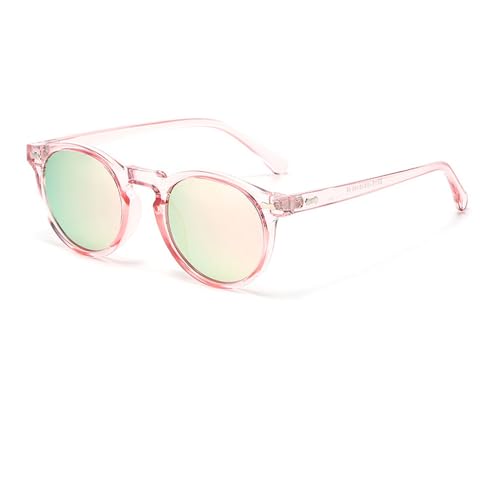 Ridering Kids Polarized Round Sunglasses,Cute Retro Sun Glasses for Toddler Girls Boys Party Beach Shades Age 3-9 - color: Pink