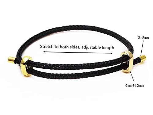 Simplicity Titanium Couple Bracelet - Unisex Steel Rope, Adjustable Wire, Fashion Style - color: Black, size: Adjustable