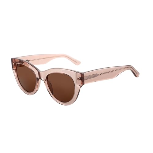 ZENOTTIC Polarized Sunglasses Women Round: Trendy Sun Glasses for Ladies - Retro Classic Shades UV400 Protection - color: C05 Crystal Brown Frame Brown Lens