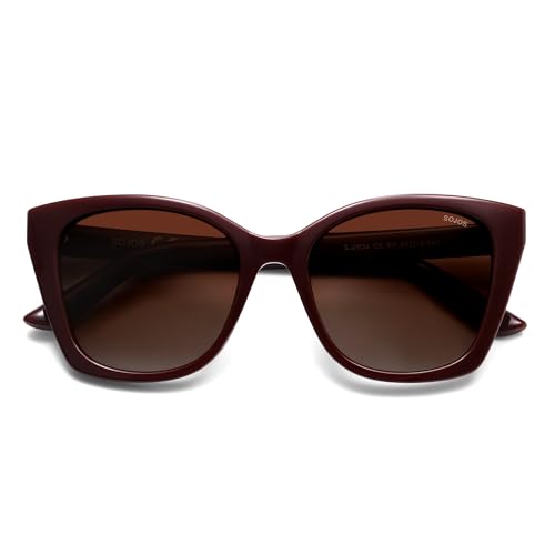 SOJOS Vintage Oversized Cateye Sunglasses Womens UV400 Large Designer Shades Lentes De Sol Para Mujer SJ2634 - color: Red/Red Grading Lens