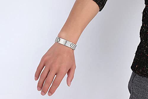Custom Mens Bracelet Personalized Watch Band Engraved Name Bracelets for Men Customized ID Cuff Wristband Gift for Dad Husband - style: Silver - 1.5cm