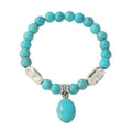 Turquoise Bracelet for Women, 8mm Beaded Stretchable Unisex Bracelet, Boho Turquoise Bead Bracelet Stone Beaded Bracelets Turquoise Jewelry for Women - color: Turquoise Pendant